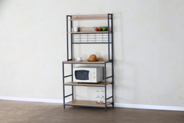 #WM -0211 Oak Wood & Metal Microwave Stand - Image 2