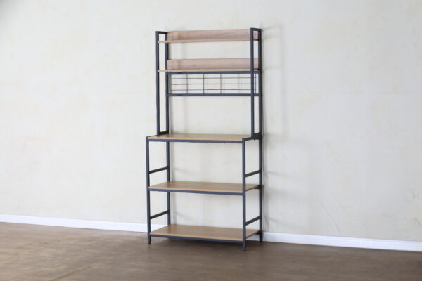 #WM -0211 Oak Wood & Metal Microwave Stand - Image 3
