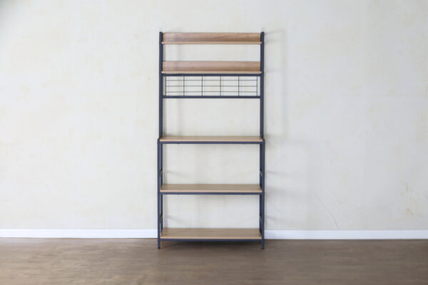 #WM -0211 Oak Wood & Metal Microwave Stand - Image 4