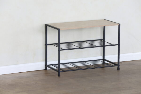#WM-0215 Oak Metal & Wood 2 Tier Shoe Rack - Image 4