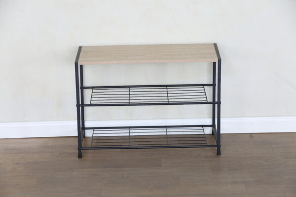 #WM-0215 Oak Metal & Wood 2 Tier Shoe Rack - Image 5