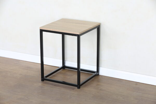 #WM-0218 Oak Metal & Wood Side Table - Image 3