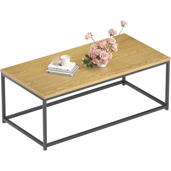 #WM-0220 Oak Metal & Wood Center Table - Image 2