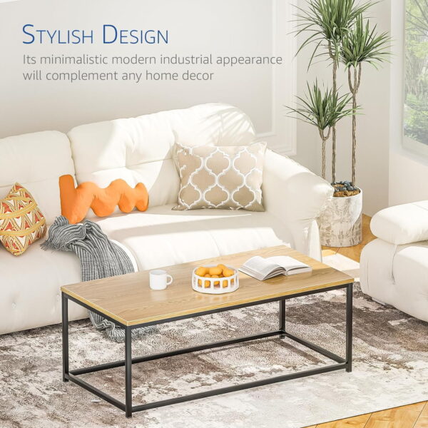 #WM-0220 Oak Metal & Wood Center Table - Image 3