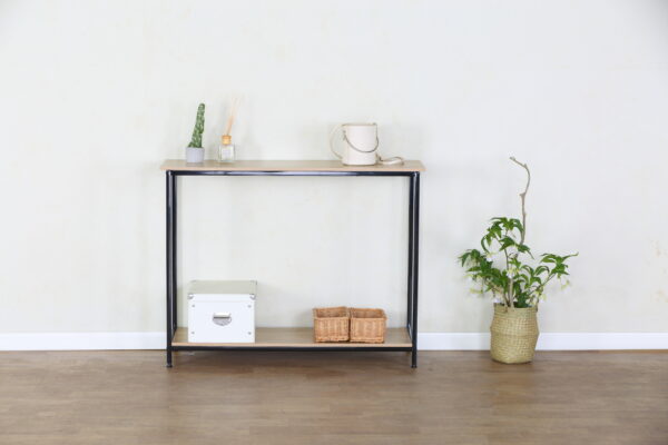 #WM-0224 Oak Metal & Wood Console Table - Image 3
