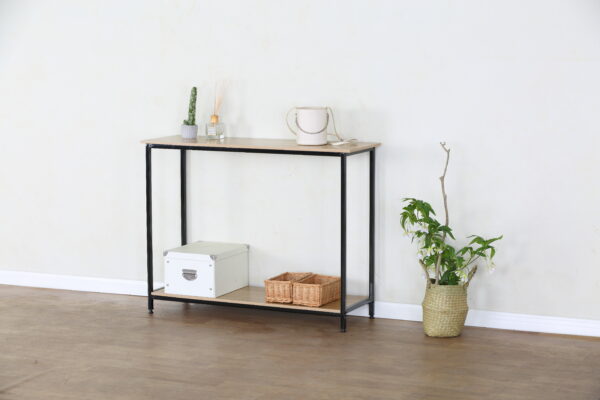 #WM-0224 Oak Metal & Wood Console Table