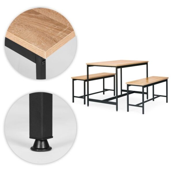 #WM-0224 Oak 3PC Metal & Wood Dining Set - Image 5