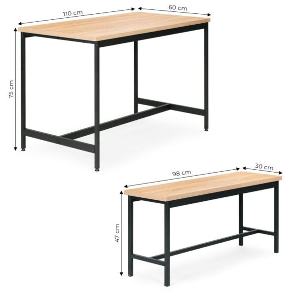 #WM-0224 Oak 3PC Metal & Wood Dining Set - Image 4