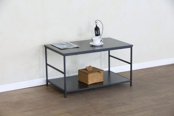 #WM-0230 Black Marble 2PC Wood & Metal Coffee Table Set - Image 4