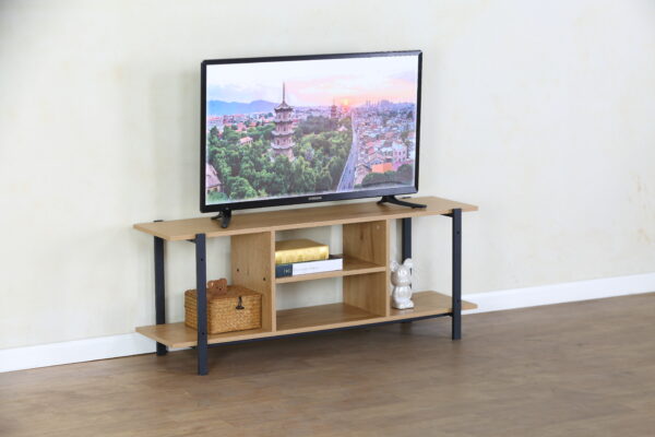 #WM-0273 Oak Wood & Metal TV Stand - Image 4
