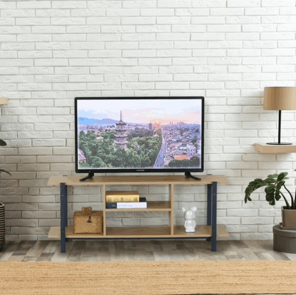 #WM-0273 Oak Wood & Metal TV Stand - Image 2