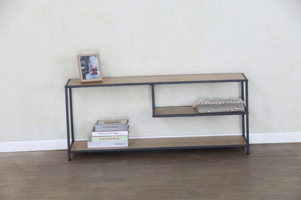 #WM-0286 Oak Wood & Metal TV Stand - Image 3