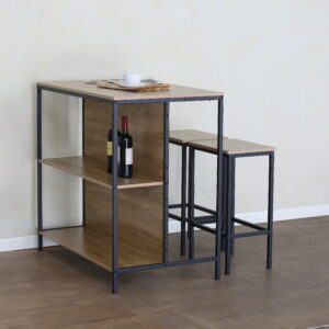 #WM-0297 Oak Metal & Wood 3PCS Island Unit Set