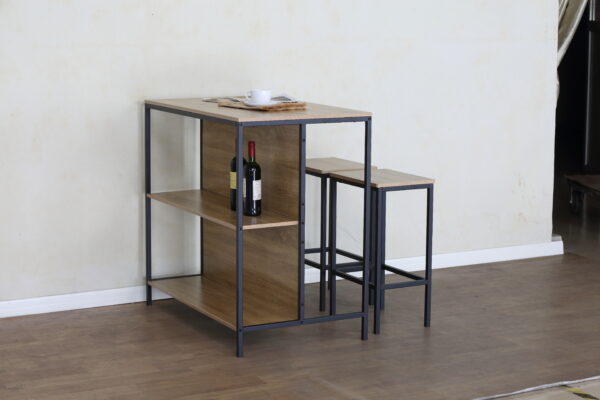 #WM-0297 Oak Metal & Wood 3PCS Island Unit Set