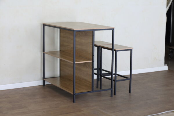 #WM-0297 Oak Metal & Wood 3PCS Island Unit Set - Image 6