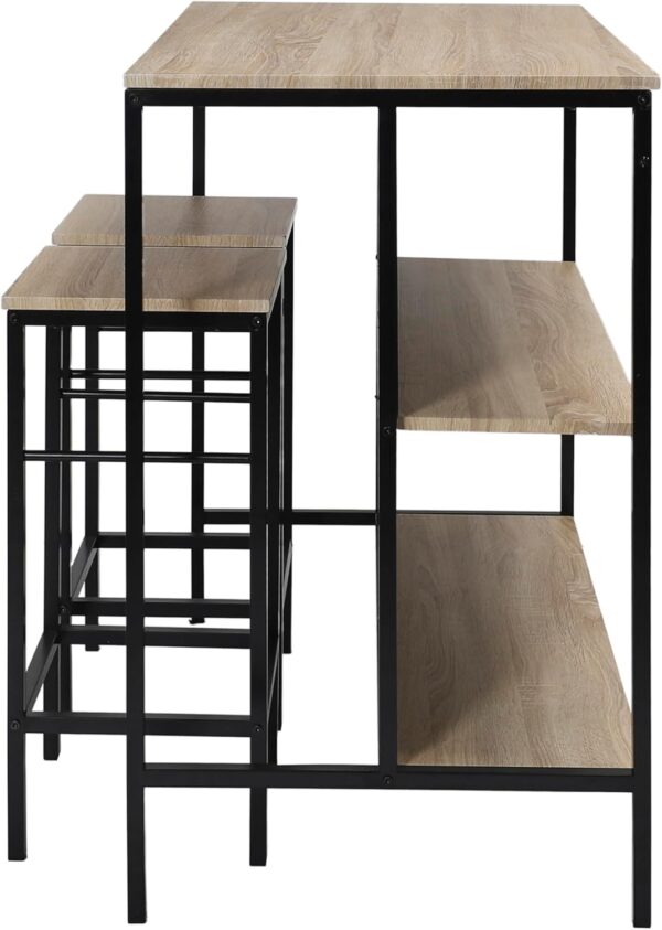 #WM-0297 Oak Metal & Wood 3PCS Island Unit Set - Image 2
