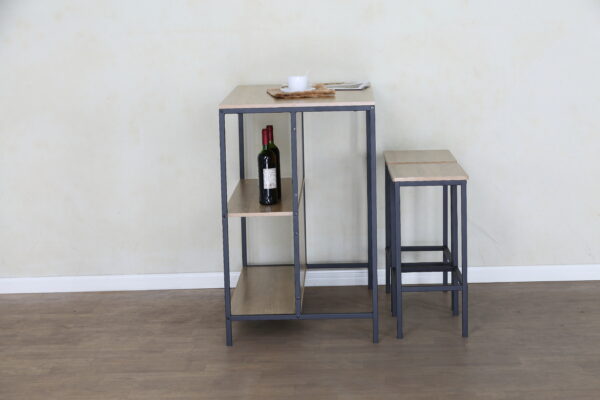 #WM-0297 Oak Metal & Wood 3PCS Island Unit Set - Image 3