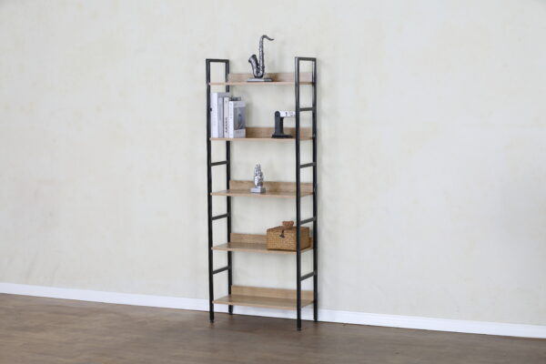 #WM-0105 Oak Metal & Wood 5 Tier Multi-use Shelf - Image 3