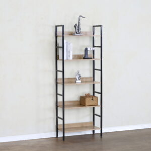 #WM-0105 Oak Metal & Wood 5 Tier Multi-use Shelf