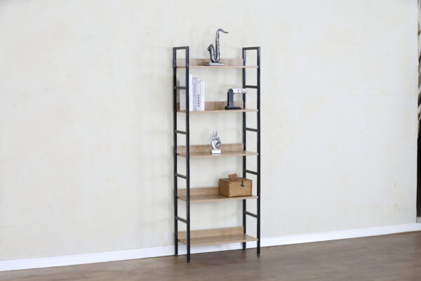 #WM-0105 Oak Metal & Wood 5 Tier Multi-use Shelf