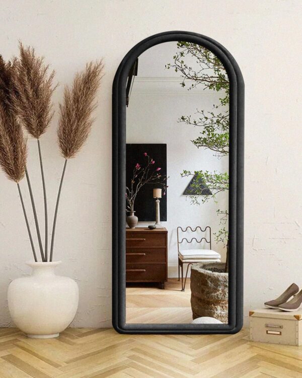 #XM 01-06 Black Arched Flannel Full Length Standing Mirror - Image 2