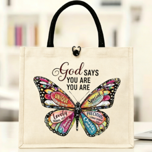 Printed Jute Tote Bag with Mini Cosmetic Pouch