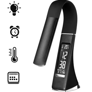 #JT 02-05 Black Flexible LED Desk Lamp with Clock, Calender & Thermometer