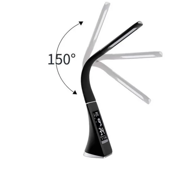 #JT 02-05 Black Flexible LED Desk Lamp with Clock, Calender & Thermometer - Image 2
