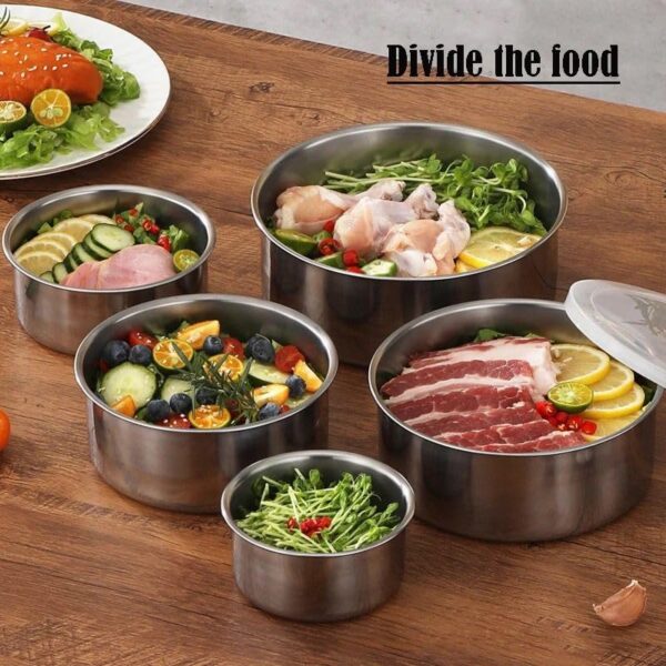 #JT 04-04 Small 5PC Stainless Steel Food Storage Bowls - Image 5