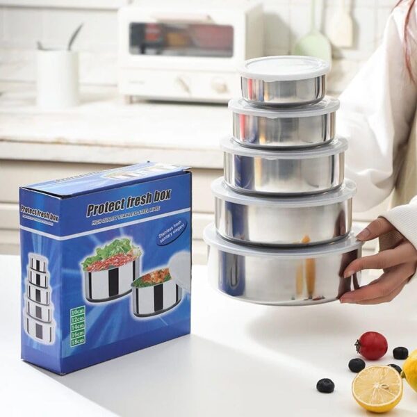 #JT 04-04 Small 5PC Stainless Steel Food Storage Bowls - Image 7