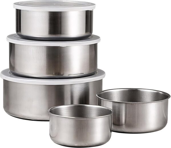 #JT 04-04 Small 5PC Stainless Steel Food Storage Bowls - Image 3