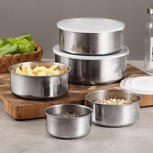 #JT 04-04 Small 5PC Stainless Steel Food Storage Bowls - Image 4