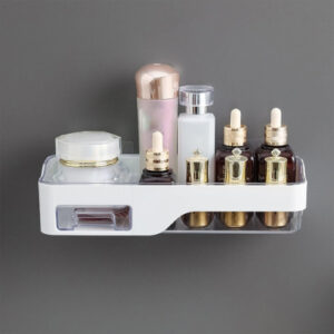 #JT 04-07 White Plastic Wall Mounted Bathroom Shelf