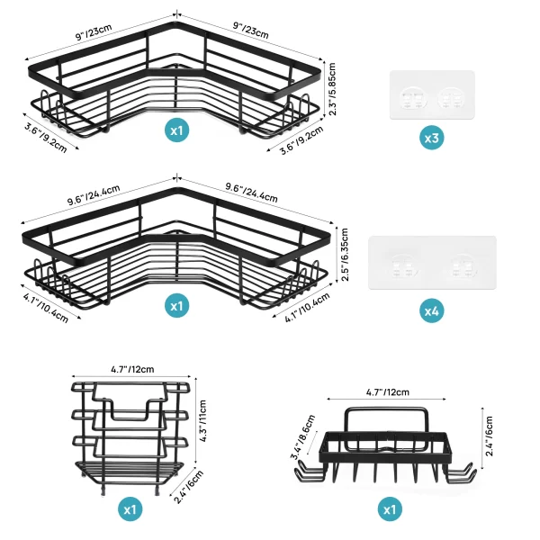 #JT 04-08 5PC Metal Shower Caddy Set - Image 3
