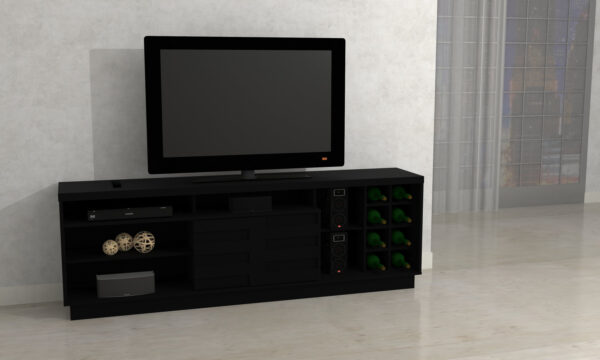 Marrakesh TV Stand/Bar Unit - Black Finish - Up to a 85" TV