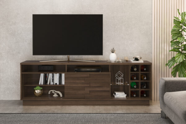 Marrakesh TV Stand/Bar Unit - Cafe Brown Finish - Up to a 85" TV - Image 2