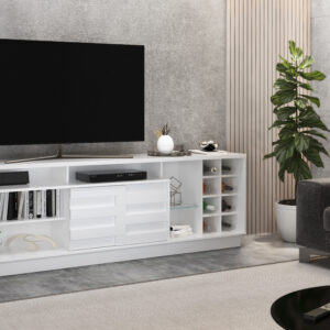 Marrakesh TV Stand/Bar Unit - White Finish - Up to a 85" TV
