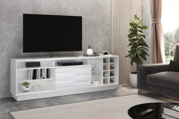 Marrakesh TV Stand/Bar Unit - White Finish - Up to a 85" TV