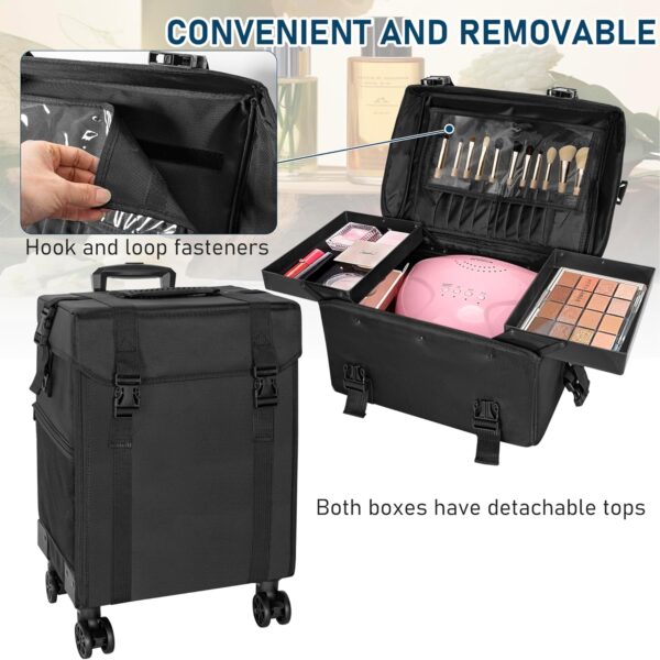 #QZ 01-08 Black Fabric 2PC Cosmteic Train Case - Image 5