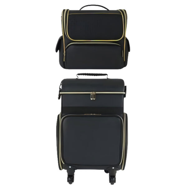 #QZ 01-09 Black Leatherette 2PC Cosmetic Train Case