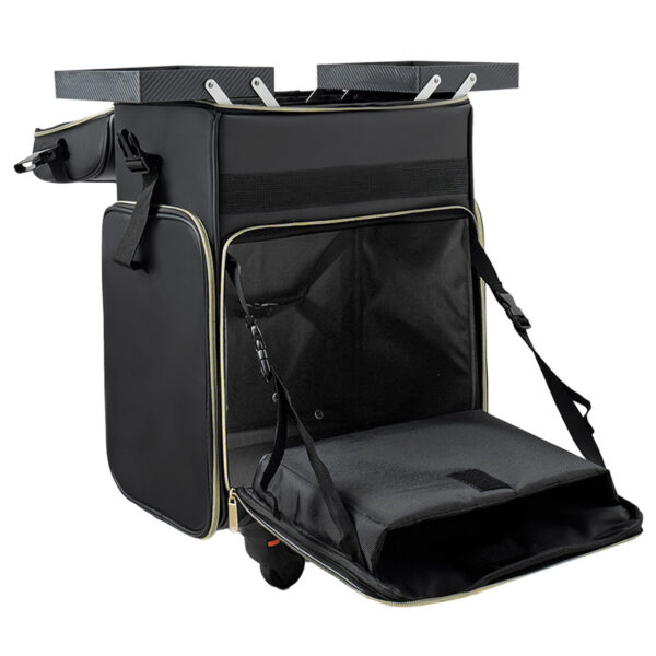 #QZ 01-09 Black Leatherette 2PC Cosmetic Train Case - Image 7
