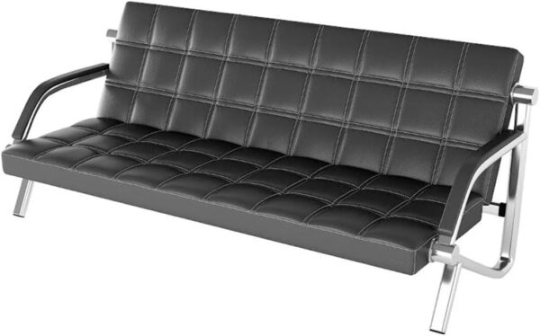 #QZ 02-05 Black Leatherette 3 Seater Sofa Chair - Image 3