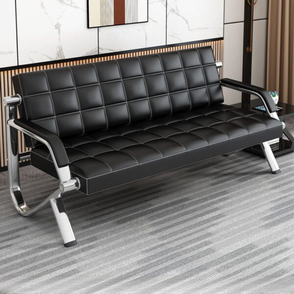 #QZ 02-05 Black Leatherette 3 Seater Sofa Chair