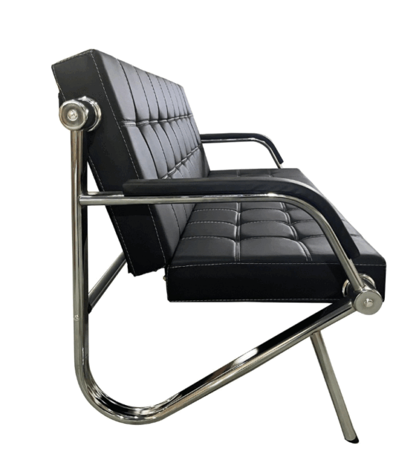 #QZ 02-05 Black Leatherette 3 Seater Sofa Chair - Image 7