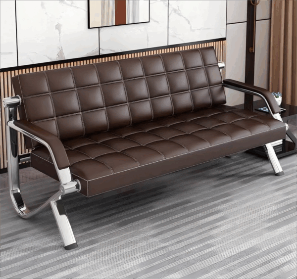 #QZ 02-06 Dark Coffee Leatherette 3 Seater Sofa Chair