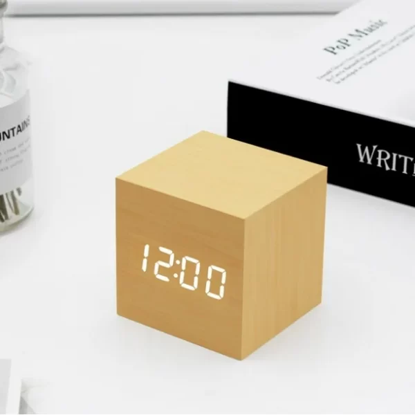 #SH 01-51 Mini Bamboo Cube Digital Alarm Clock
