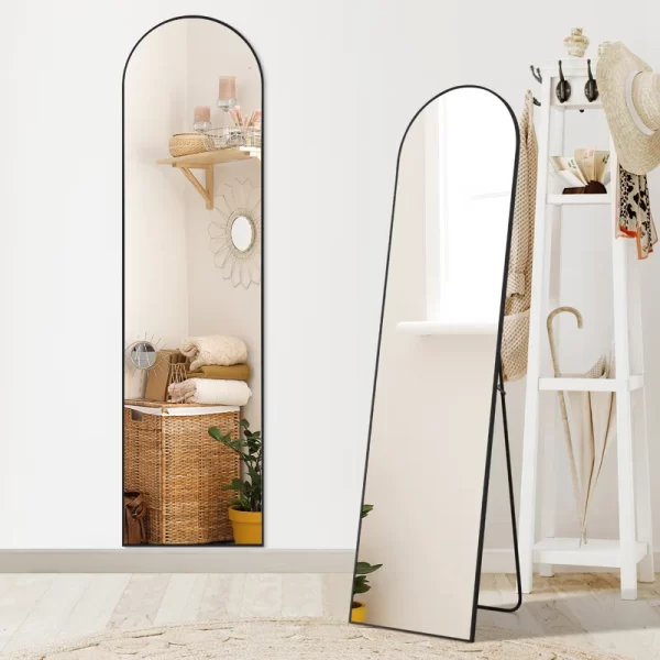 #XM 02-02 Slim Black Arched Standing Mirror - 16" x 59 - Image 2