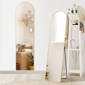 #XM 02-02 Slim Gold Arched Standing Mirror - 16" x 59"