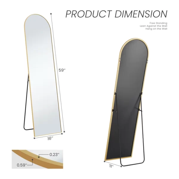 #XM 02-02 Slim Gold Arched Standing Mirror - 16" x 59" - Image 2