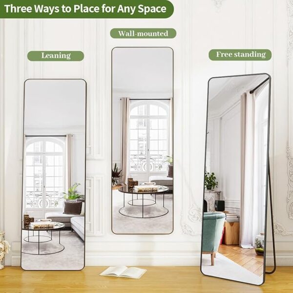 #XM 02-01 Slim Black Rectangular Standing Mirror - 16" x 59" - Image 2